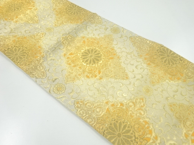 JAPANESE KIMONO / ANTIQUE FUKURO OBI / SILK / WOVEN ORIENT SARASA & FLOWERS